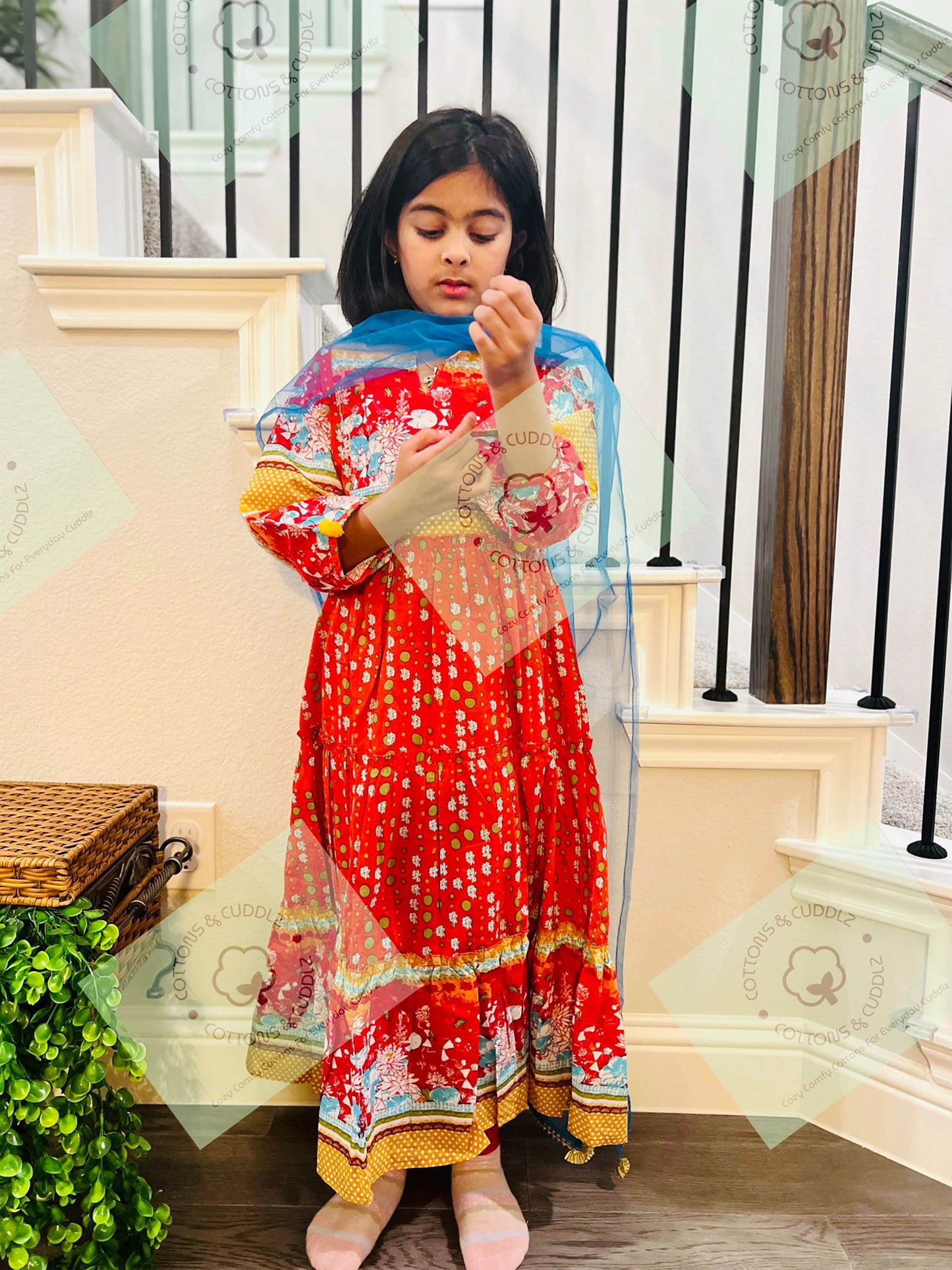 Red Girls Ethnic Wear