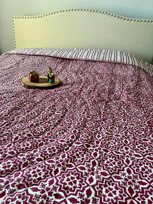 Red Pattern Cotton King Quilt