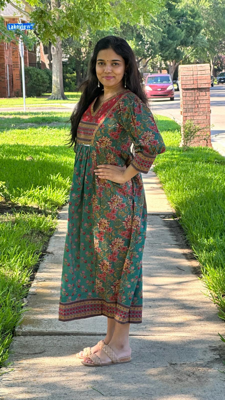 Green Ethnic Women Gown